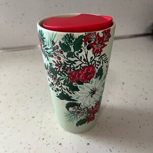 Starbucks Poinsettia Ceramic Travel Mug